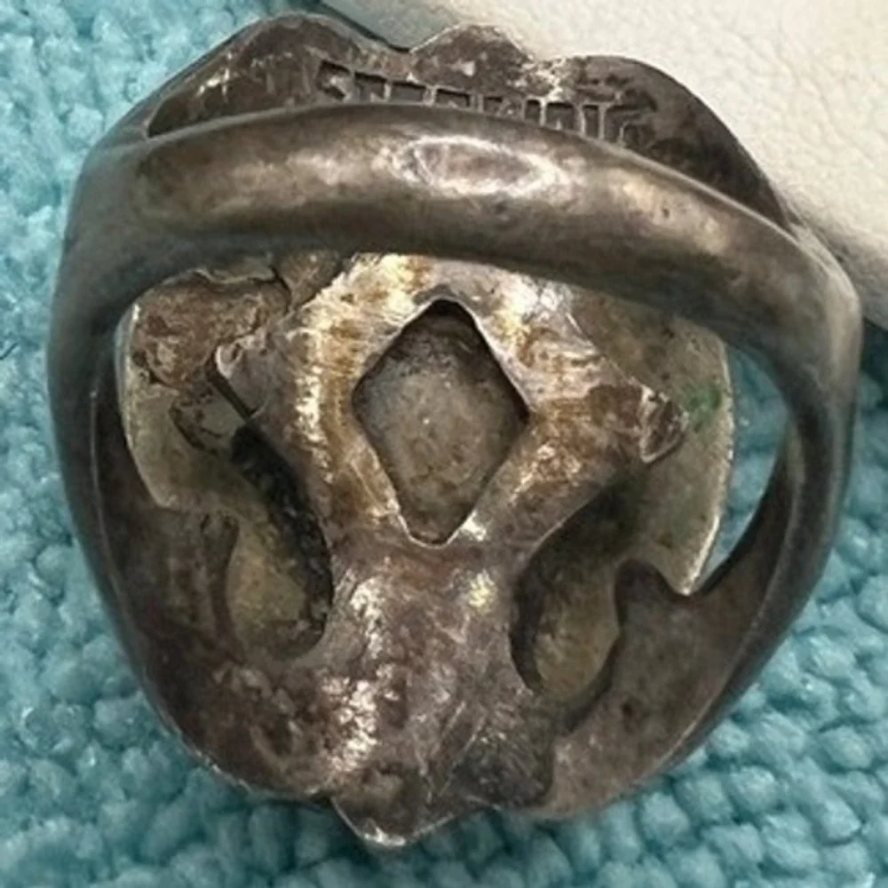 Vintage Sterling Silver Turquoise Ring Southwestern Sz 7.5 13g‎ READ